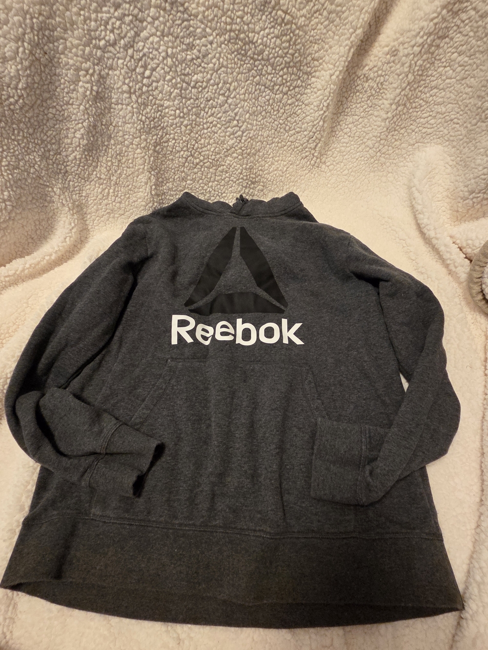 Reebok Men's Dark Gray Logo Hoodie Sweater